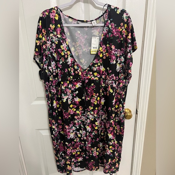 Lands' End Floral swim cover up Dress in Black and Pink NWT size XL women’s - Picture 2 of 8